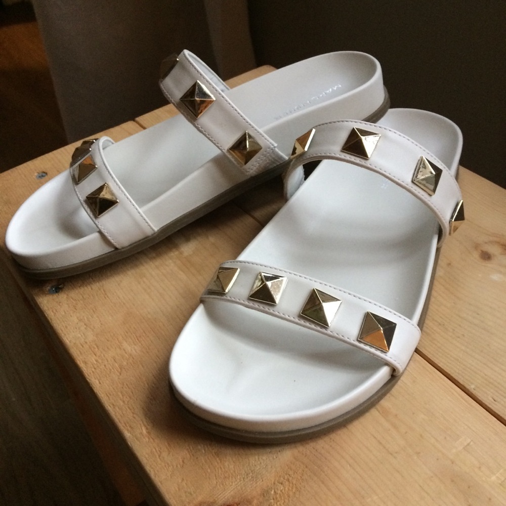 New Marc Fisher White Studded Sandals